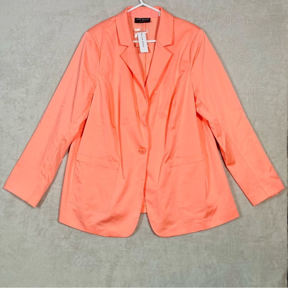 Lane Bryant Blazer Women 18 Coral Modal Blend Single Button Career Office New